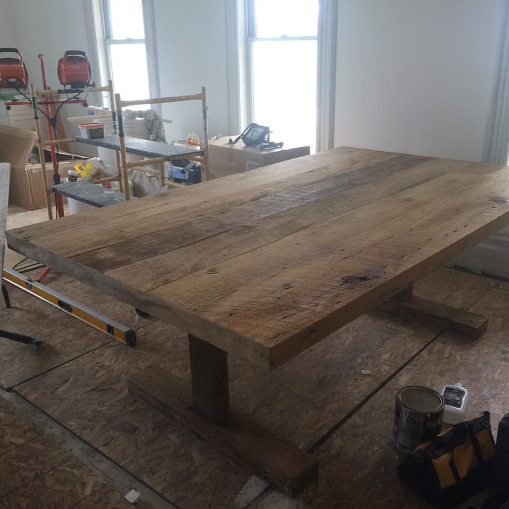 our new kitchen table made from boards salvaged from the… Flickr