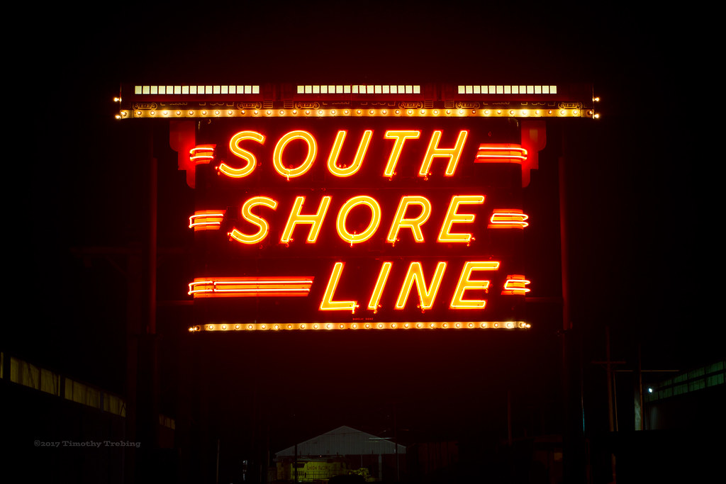 South Shore Line These neon signs with the model train car… Flickr