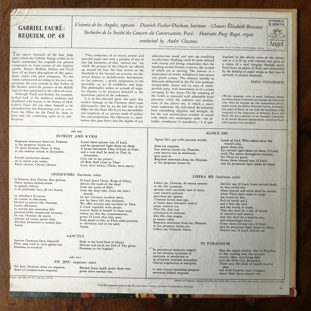 Backside Faure Requiem Victoria de los Angeles, Dietrich Fischer