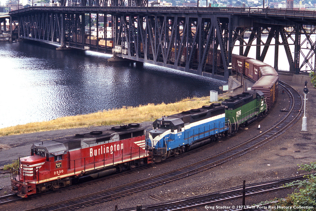 Burlington Northern EMD GP35s at Portland Oregon in 1972 b… Flickr