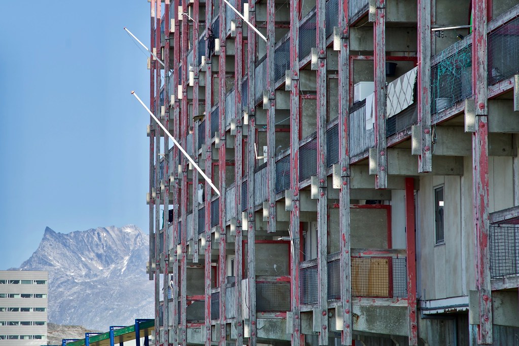 Greenland A weathered apartment building in Nuuk, Greenlan