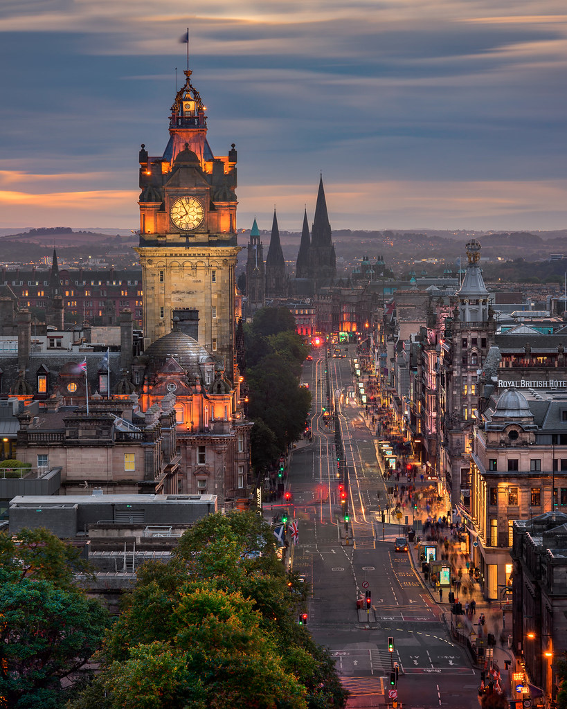 Princess Street in the Evening, Edinburgh, Scotland, Unite… Flickr