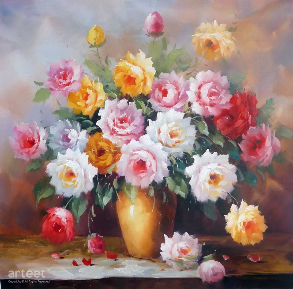 Vase of Roses, Art Painting / Oil Painting For Sale Arte… Flickr