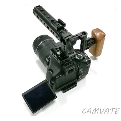 CAMVATE DSLR Camera Cage Top Handle Wood Grip for Canon 60… Flickr