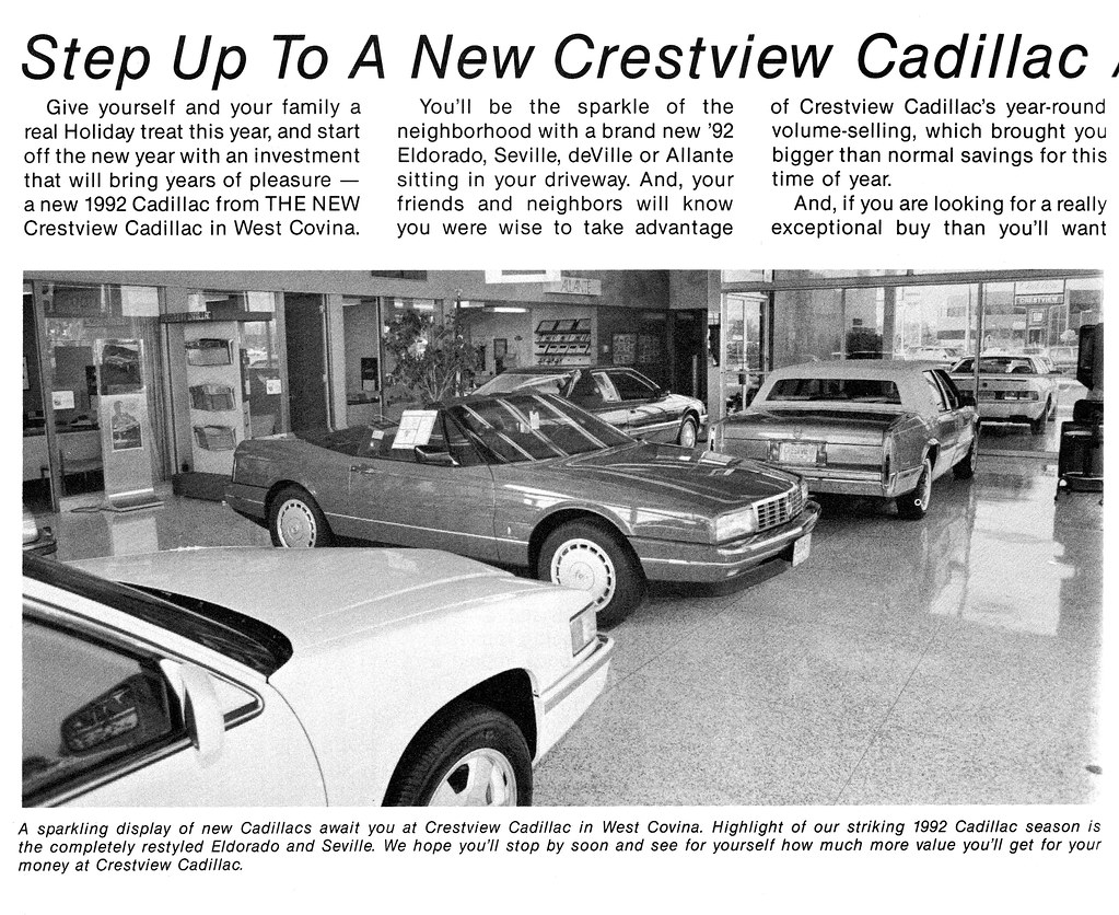 Crestview Cadillac, West Covina CA, Nov. 1991 Alden Jewell Flickr