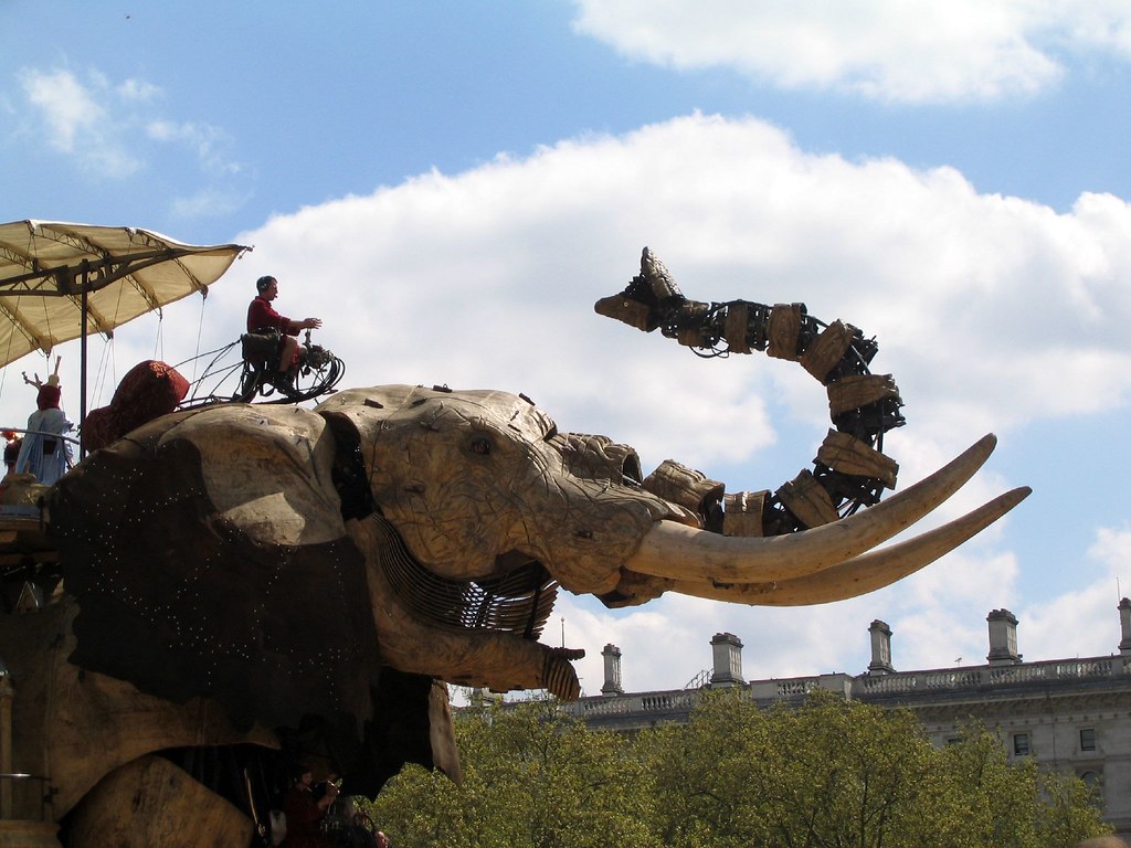 Giant mechanical elephant trumpets The detail is incredibl… Flickr