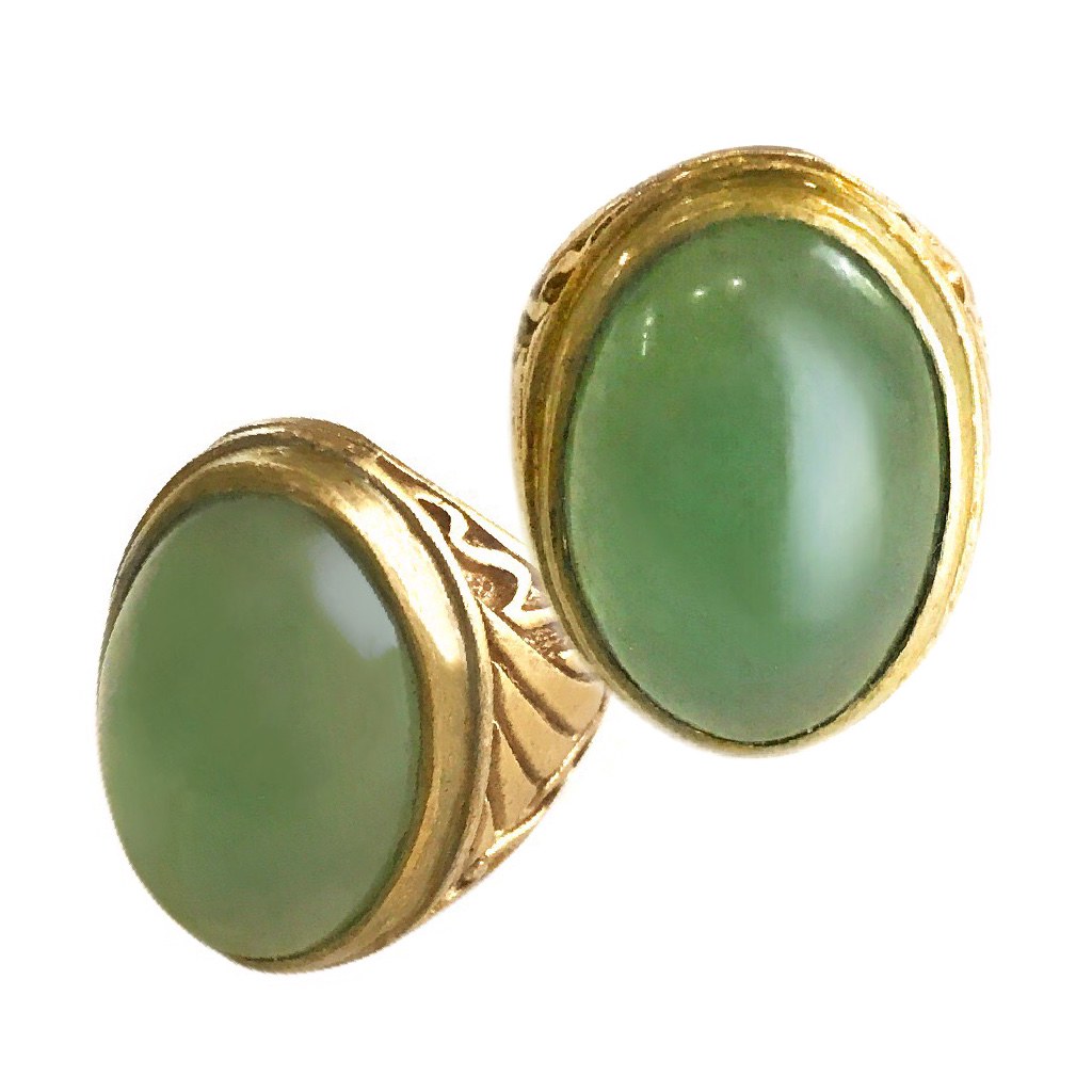 Aventurine Gemstone Amulet in Classic Indonesian Brass Rin