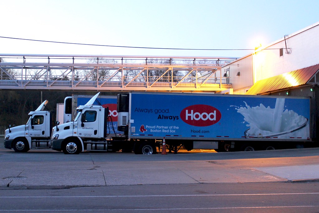 Hood Dairy Freightliner dairy trucks in Portland, Maine. So Cal