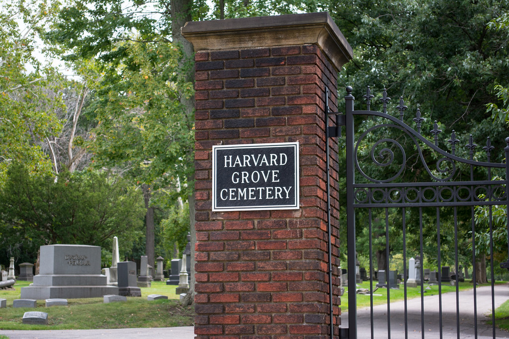 main gate Harvard Grove Cemetery Tim Evanson Flickr