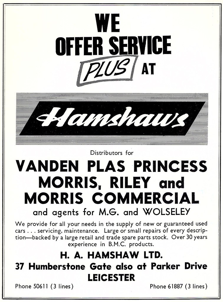 1962 ADVERT H A HAMSHAW CAR DEALERS LEICESTER Jonathan Flickr