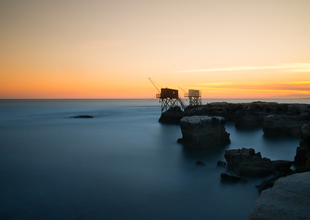 Coucher de soleil sur les carrelets Saint Palais sur Mer