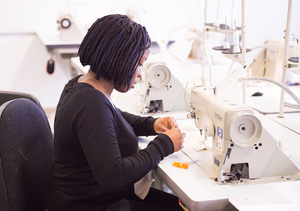 Student using sewing machine University of Hertfordshire Flickr