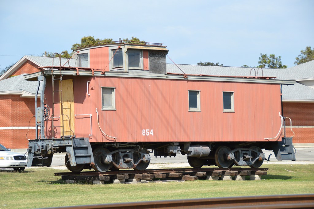 A old unidentified caboose is on display , Kyle Texas Flickr