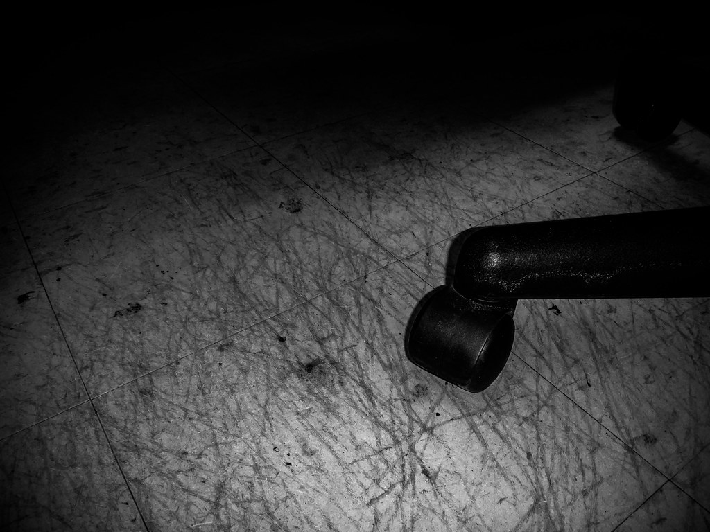 Damage to ACM Floor Tile from Office Chair Wheel Casters Flickr