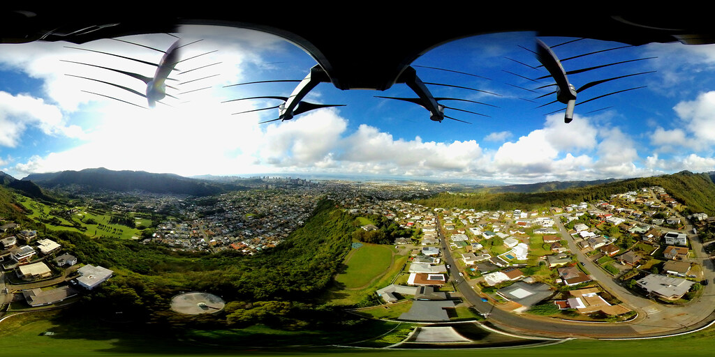 Above Na Pueo Park on Alewa Heights an aerial 360° Equir… Flickr