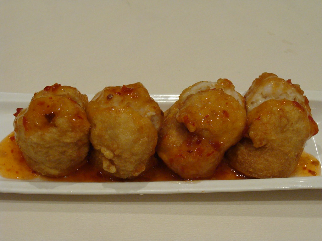 Pan Fried Egg Tofu Stuffed with Shrimp Paste This is a per… Flickr