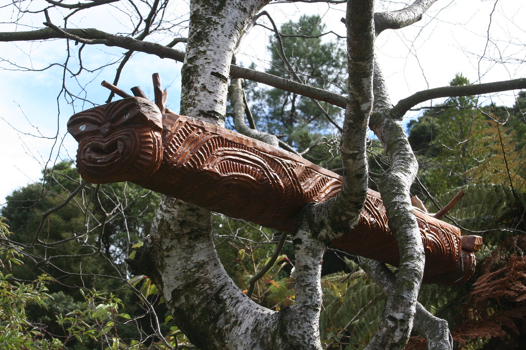 Maori Wood Art in Tree Gerald O'Sullivan Flickr