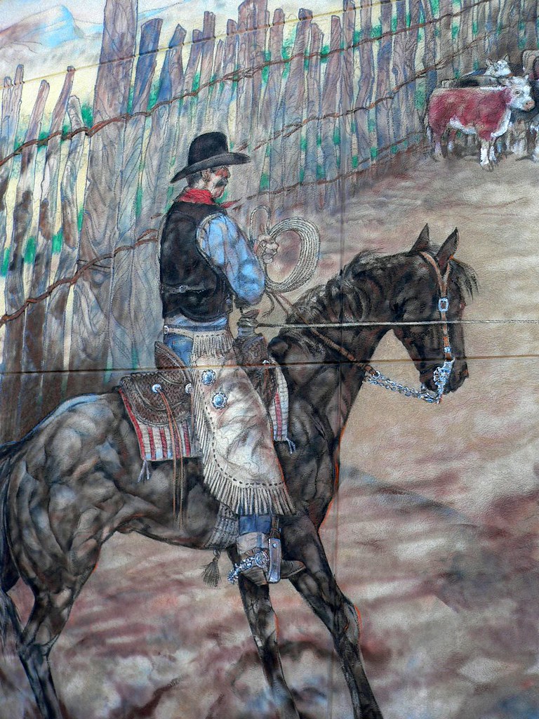 The Branding by Larry Bute Oregon Trail mural Detail in Vale Oregon 5