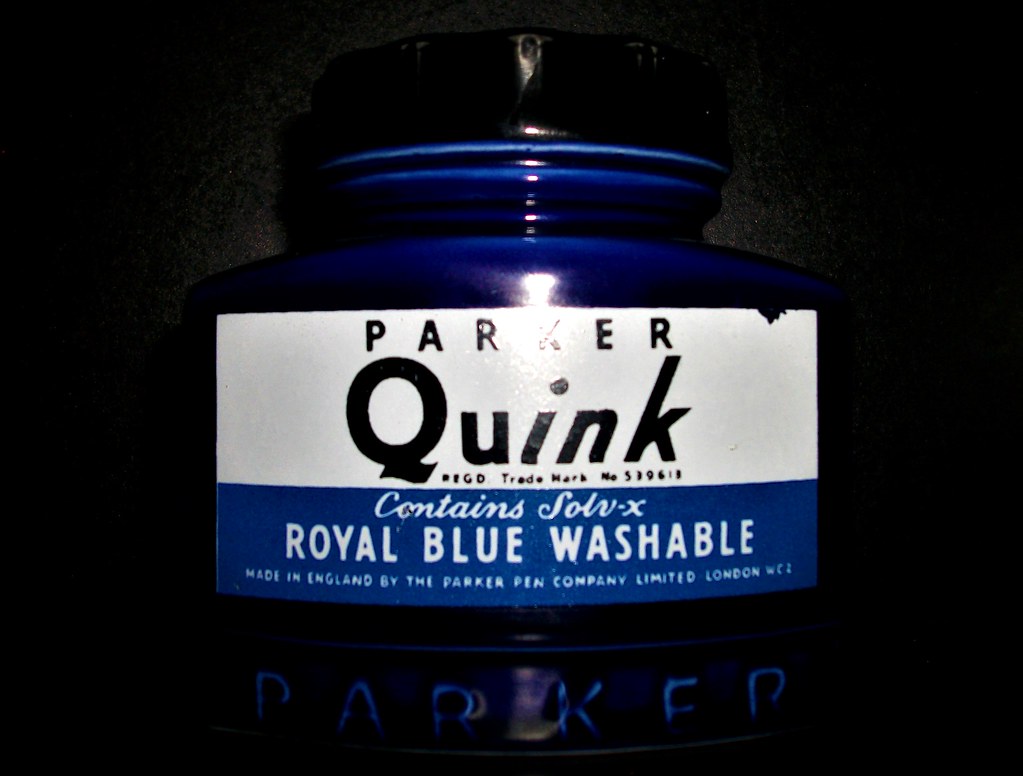 Quink ink ceramic bottle in blue. Parker Quink Ink ceramic… Flickr