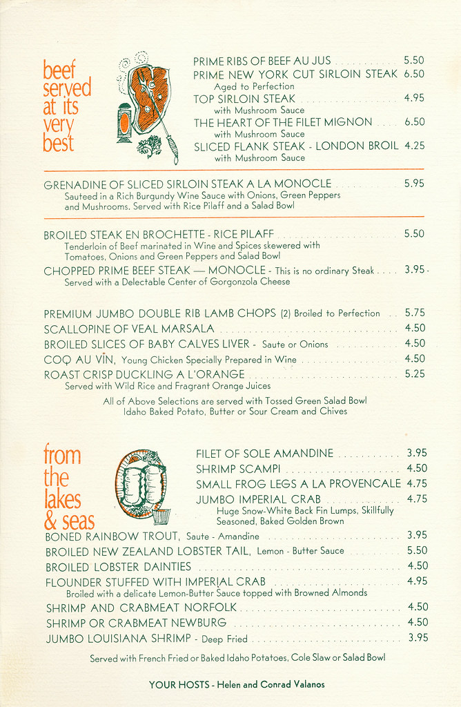 Monocle menu March 1969 Constantine “Connie” Valanos (1918… Flickr