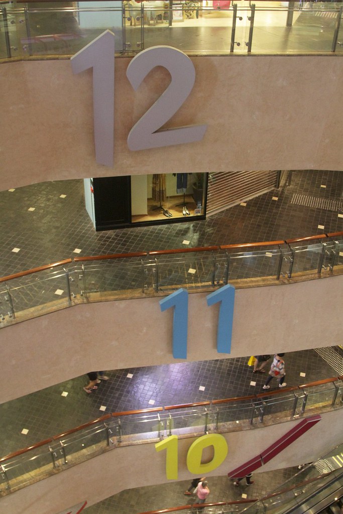 Levels 12 through 8 of the shopping mall form a spiral a photo on
