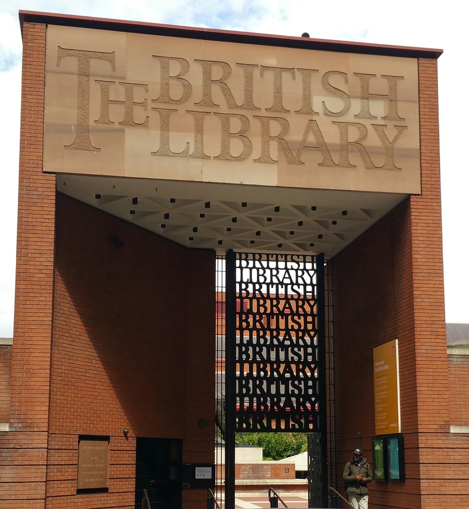 London, British Library, entrance gate British Library, Lo… Flickr