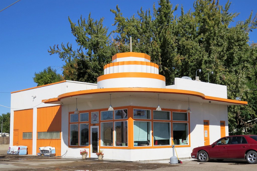 The Garage Cafe a former gas station in Notus, Idaho. Larry Myhre