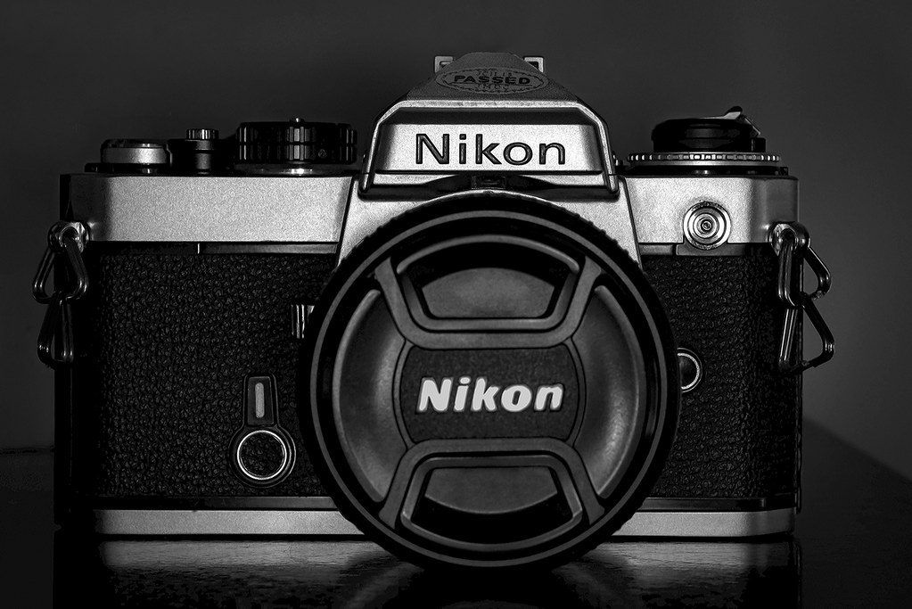 Nikon film camera digital image of a vintage nikon in b/w … Flickr