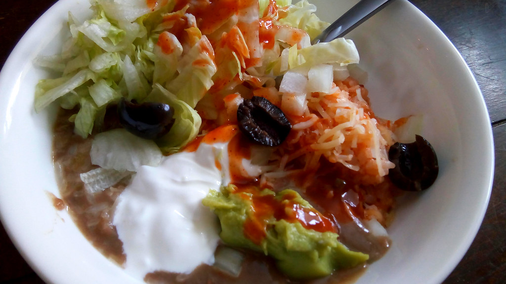 Burrito bowl homemade refried beans. Leftover rice from… Flickr