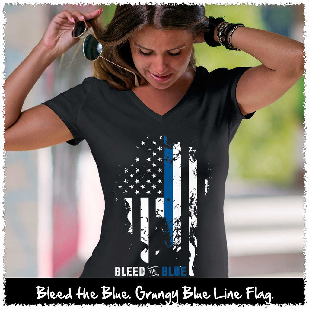 Bleed the Blue. Grungy Blue Line Flag. Women's Anvil Ladi… Flickr