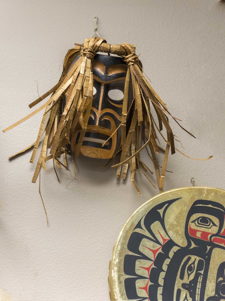 Mask and Drum Quinault Indian Nation Museum, Taholah, Wash… Flickr