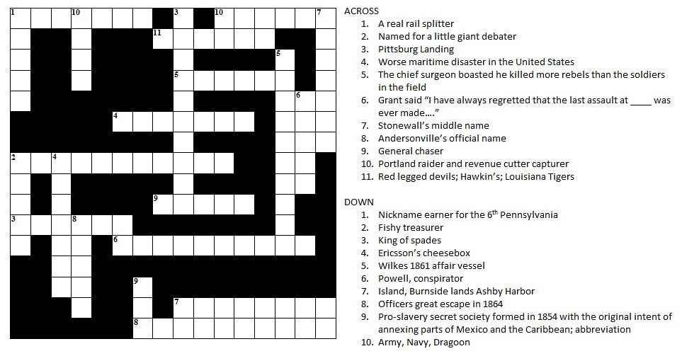 Civil War Crossword puzzle A simple crossword puzzle I cre… Flickr