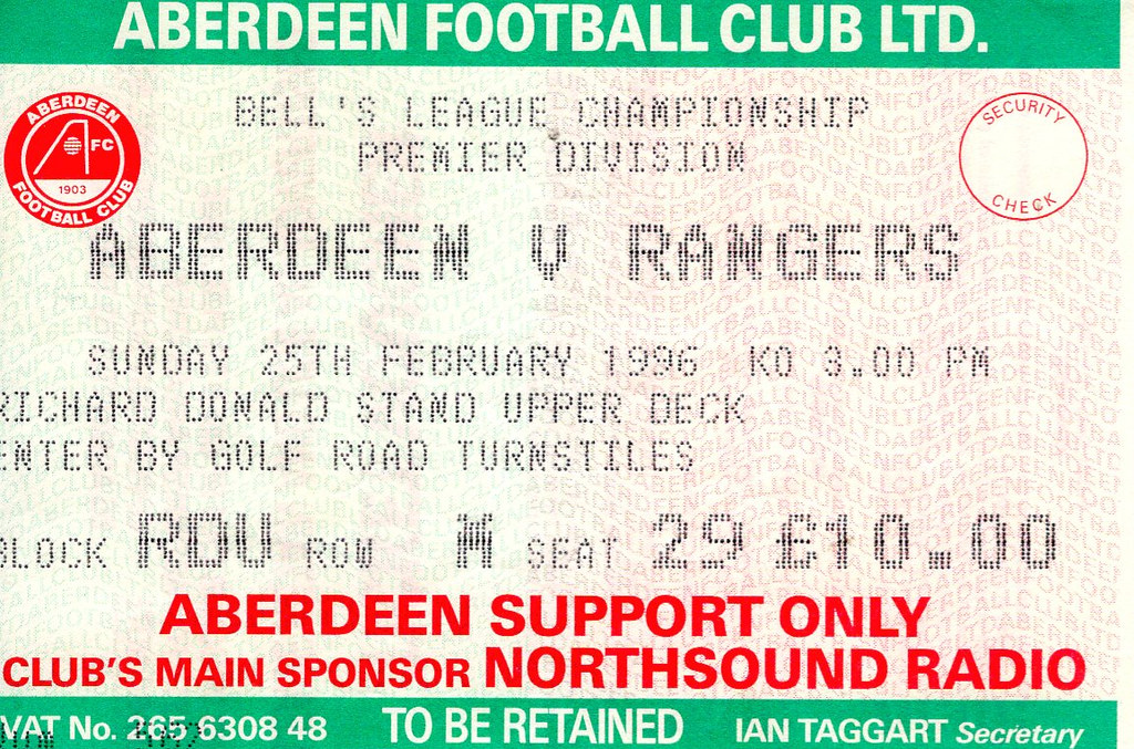 Aberdeen v Rangers PL 250296 ticket Mark McAdam Flickr