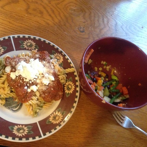 Mmm pasta, extra lean beef, tomato sauce, goat cheese and.… Flickr