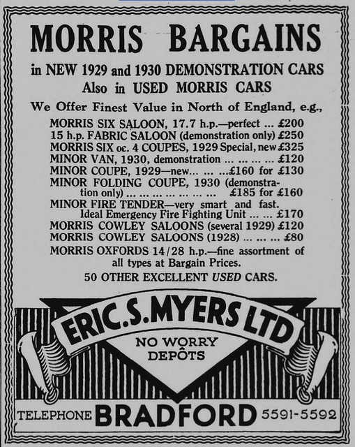 Eric S. Myers Ltd Bradford Morris Cars (1930) Bradford Timeline