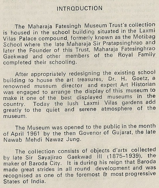 Baroda, 1994 Introduction to the Maharaja Fatesingh Museum… Flickr