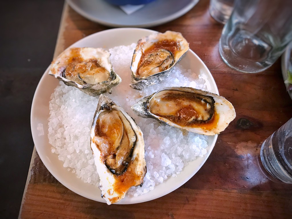 Grilled oysters Chipotle Bourbon Butter, bourbon, brown s… Flickr