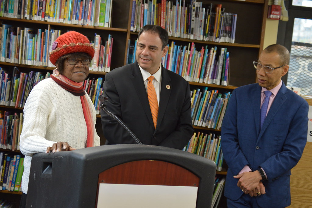 Astoria Library funding announcement Costa Constantinides Flickr