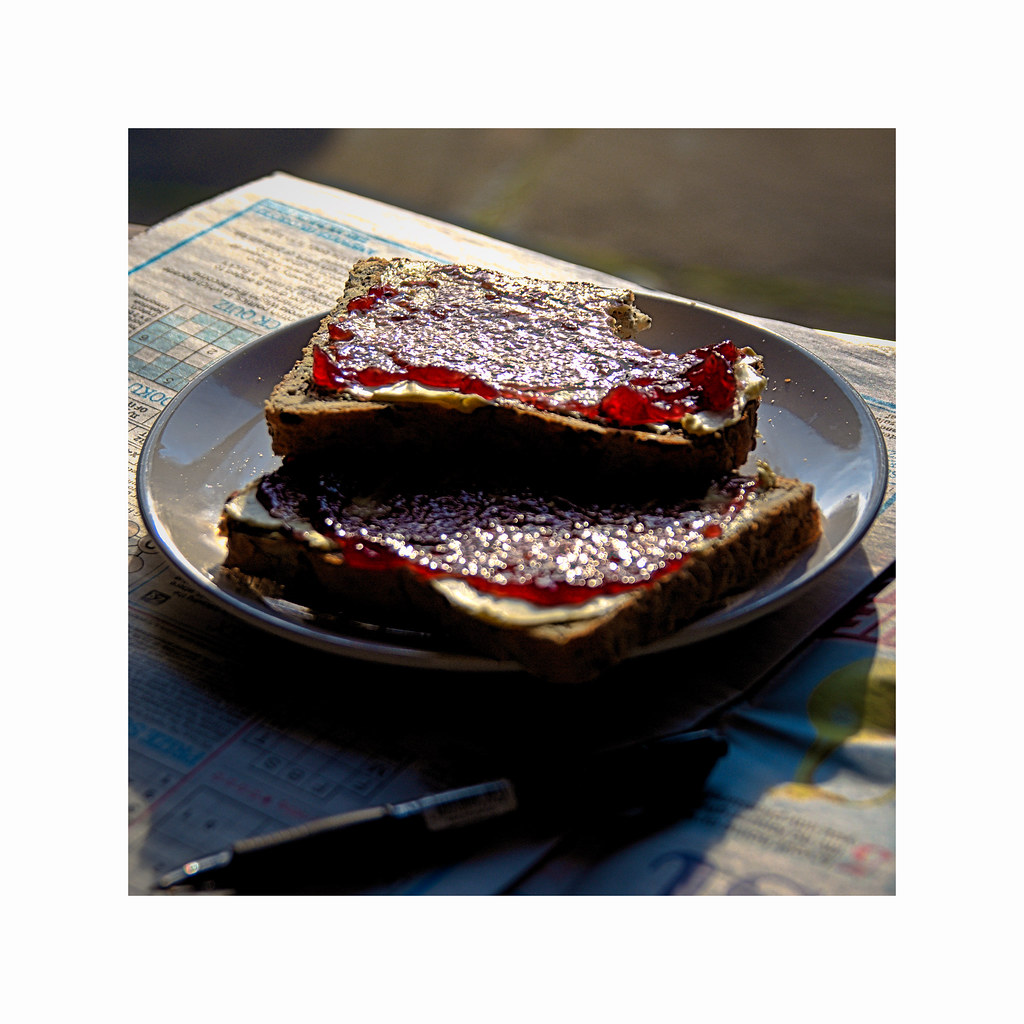 Good Morning!! Jam on toast, a cup of tea and a crossword … Flickr