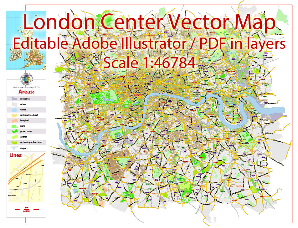 London PDF Maps with Attractions & Tube Stations city-walks
