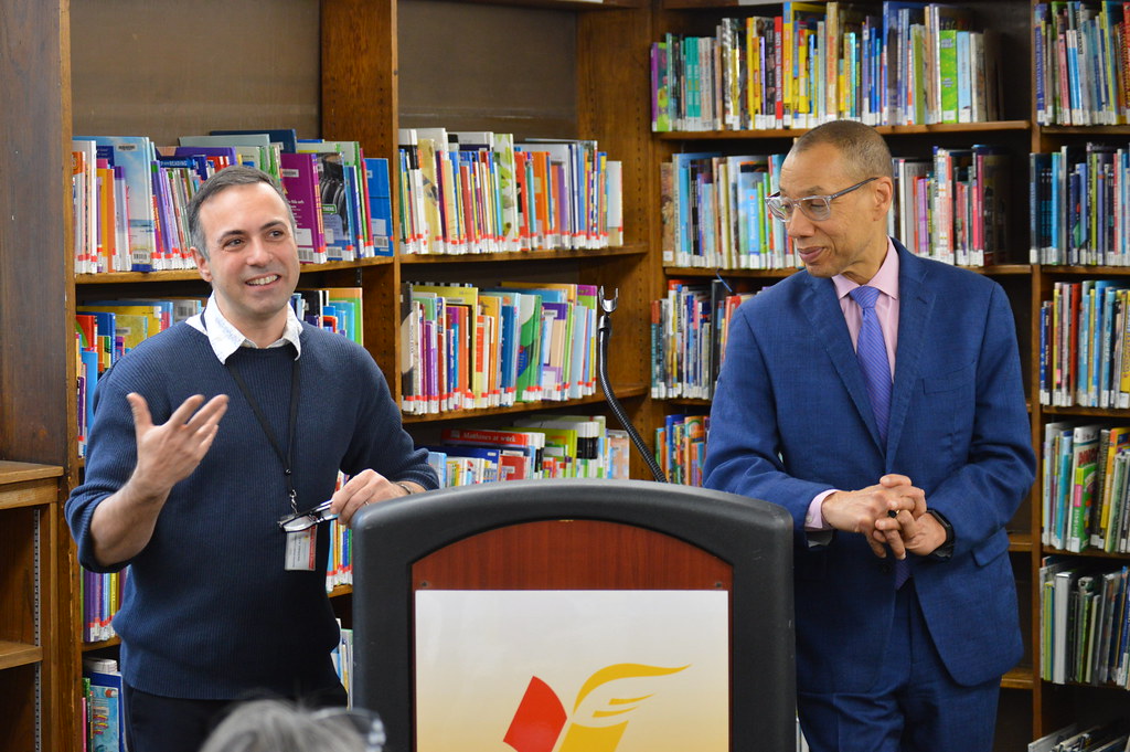 Astoria Library funding announcement Costa Constantinides Flickr