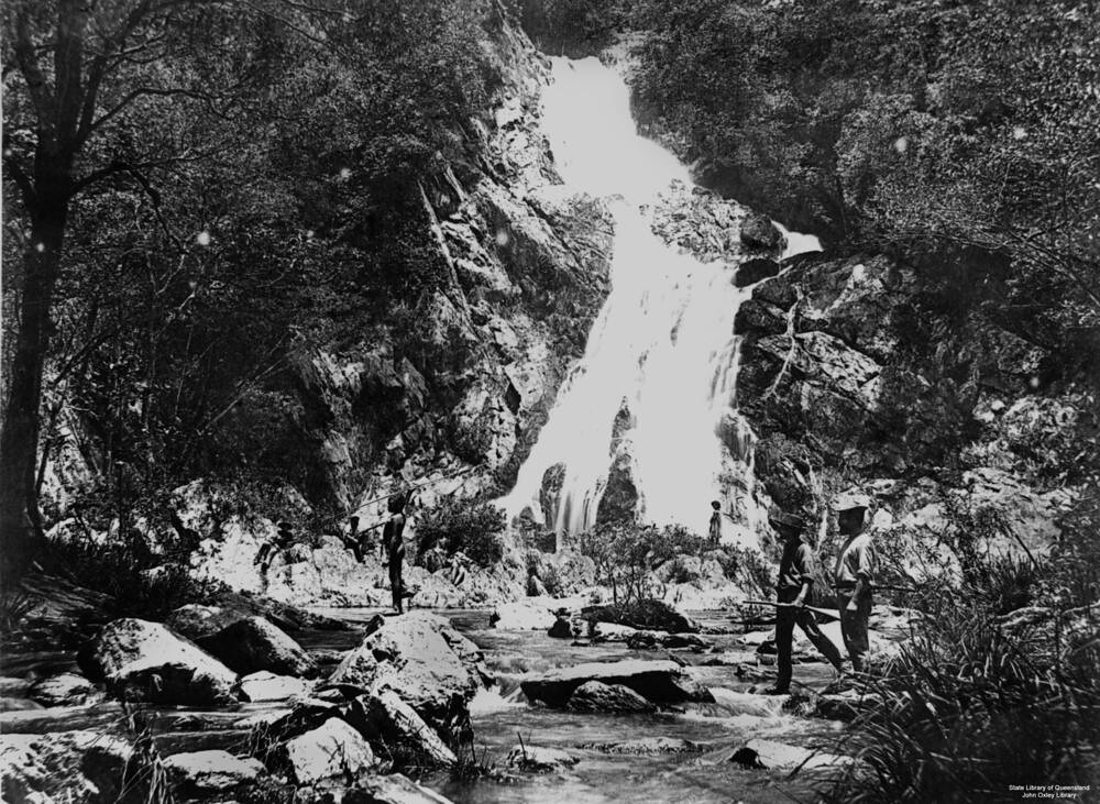 Waterfall from the Daintree River near Mossman, Queensland, ca. 1885