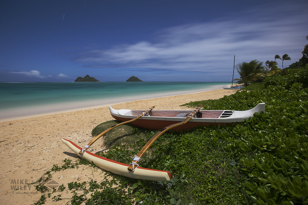 Outrigger on Lanikai Beach at night Mike Wiley Flickr