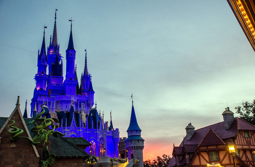 Castle from Fantasyland sunset MK Andrew Long Flickr