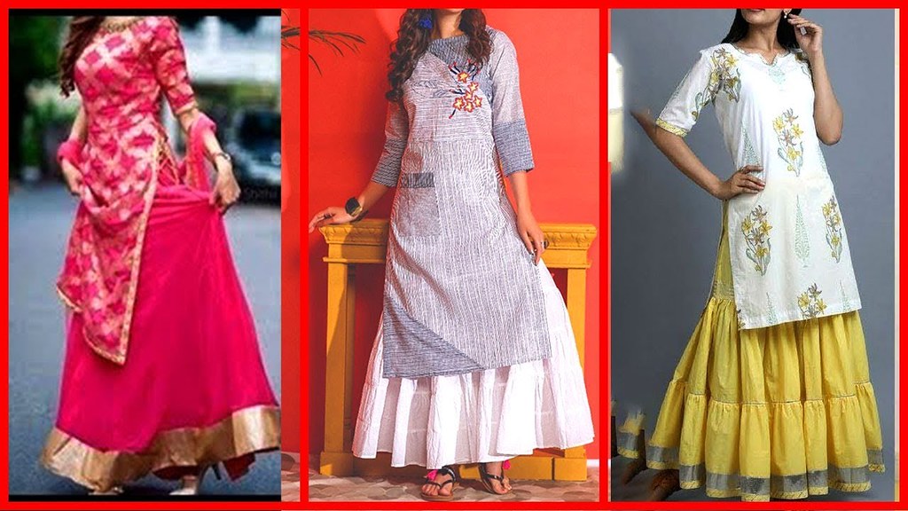 Stylish Long Kurti With Skirt Designs Kurti With Skirt Designs 2018
