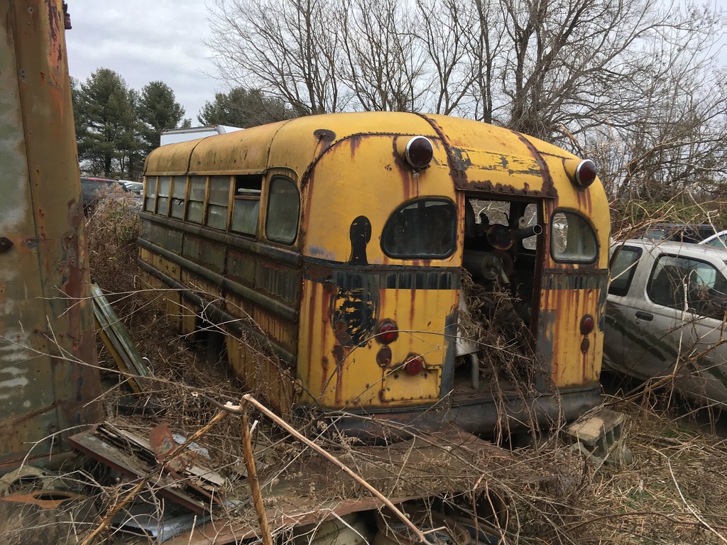 Scrapyard photos An American School bus built in 1949. AustinMini