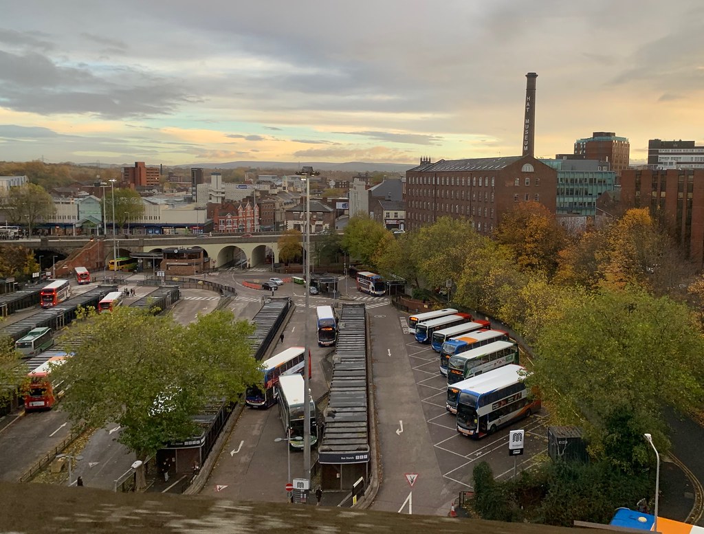 Stockport bus station A view of Stockport bus station from… Flickr