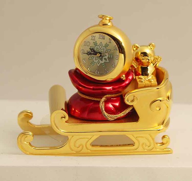 Bulova Miniature Clock Holiday Sleigh B0405 Solid Brass Flickr