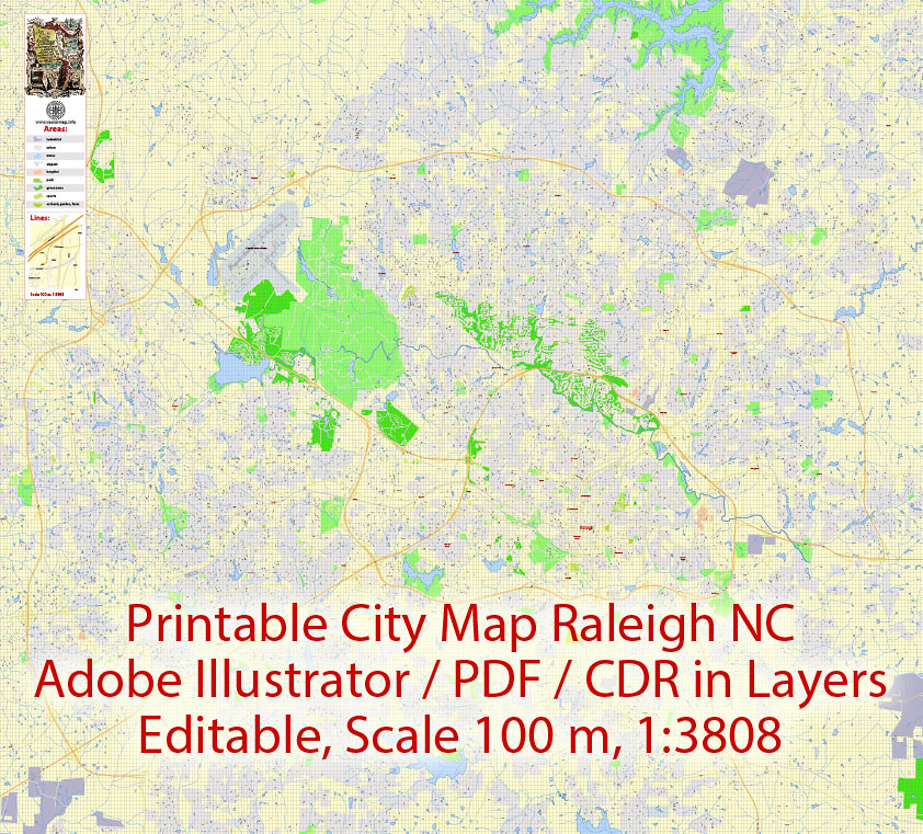 Raleigh City Limits Map Raleigh NC Map, Printable Vector exact vector City Plan sc… Flickr