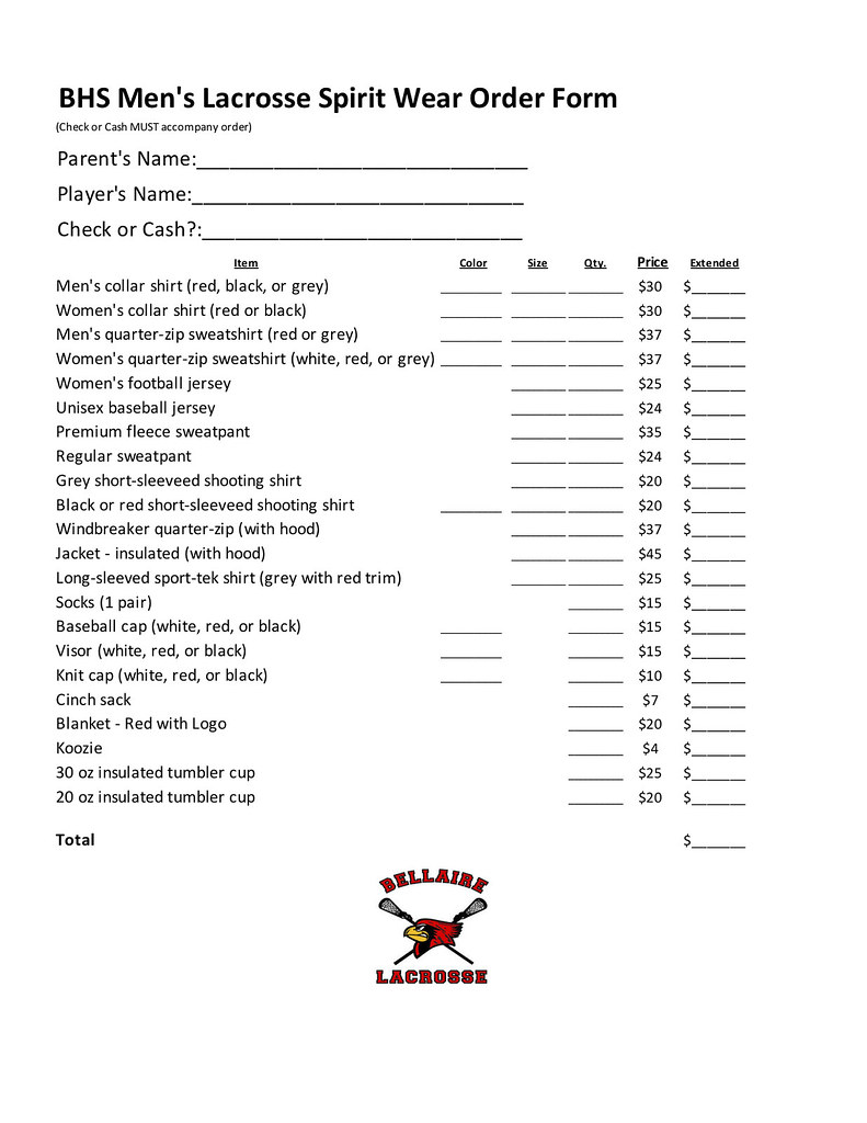 BHS Men's Lax Order Form (2018) Bellaire Lacrosse Flickr